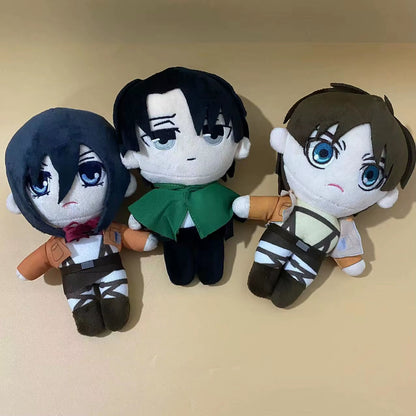 20Cm Anime Attack on Titan Plush Toys Doll Kawaii Levi Eren Mikasa Cute Kawaii Collection Green Stuffed Birthday Gifts for Kids